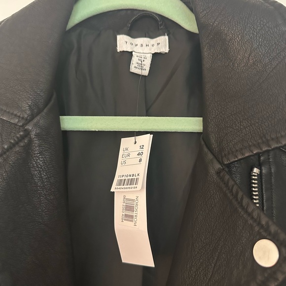 Topshop Black Leather Biker Jacket - Picture 3 of 5